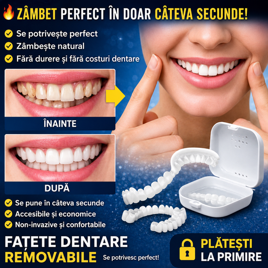 🔥70% REDUCERE🔥DOAR AZI🔥 Zâmbet Perfect în Câteva Secunde | Fațete Dentare Superioare și Inferioare